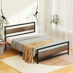 Artiss Bed Frame Double Size Metal Base Mattress Platform Foundation Black DREW - Furniture > Bedroom > Beds & Bed