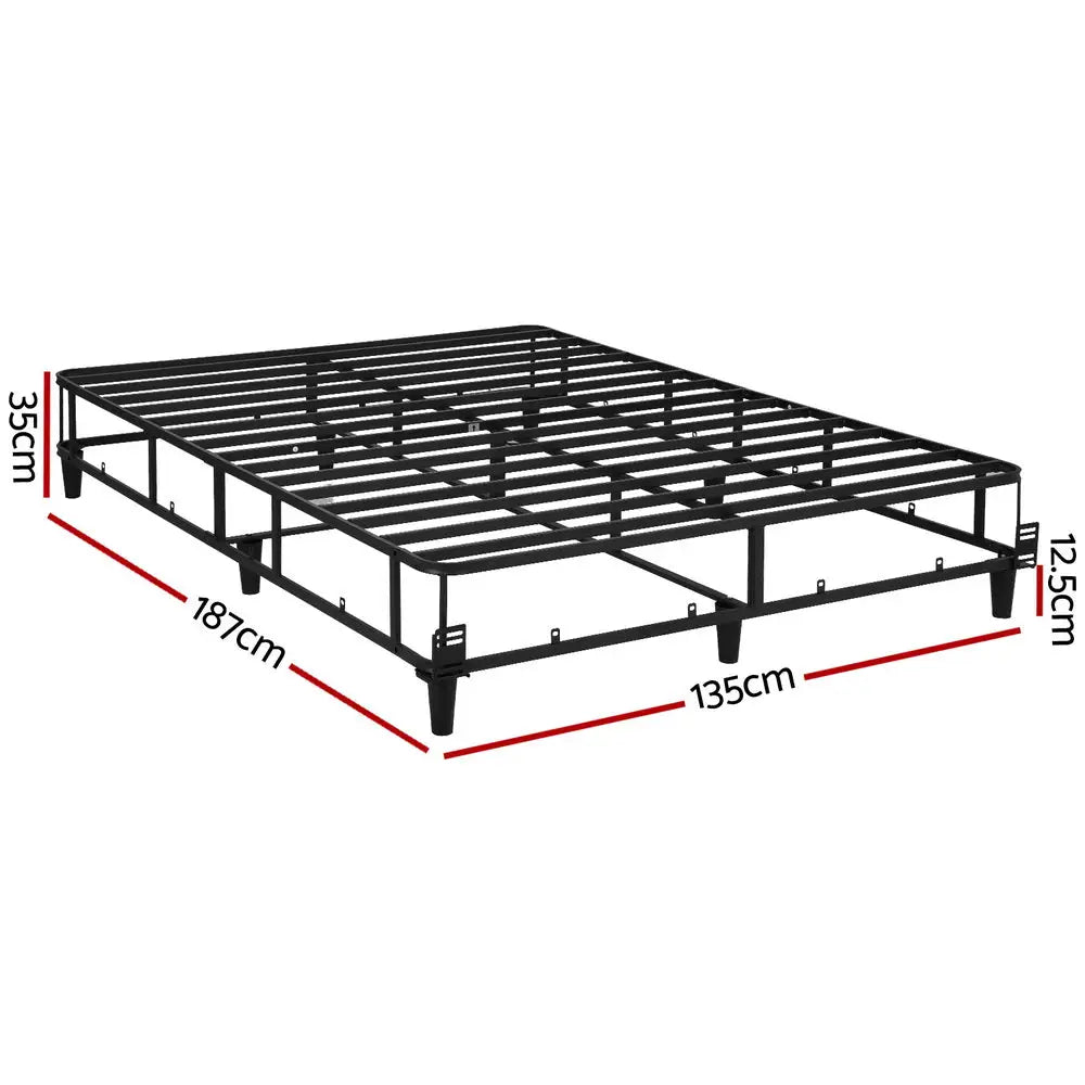 Artiss Bed Frame Double Size Metal Grey MASON - Furniture > Bedroom