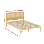 Artiss Bed Frame Double Size Rattan Wooden RITA - Furniture > Bedroom > Beds & Bed Frames