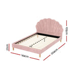 Artiss Bed Frame Double Size Scallop-Shape Bedhead Beds Base Pink Velvet Fabric - Furniture > Bedroom > Beds & Bed