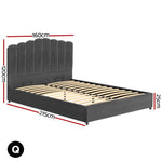 Artiss Bed Frame Double Size Velvet Grey FION - Furniture > Bedroom > Beds & Bed Frames