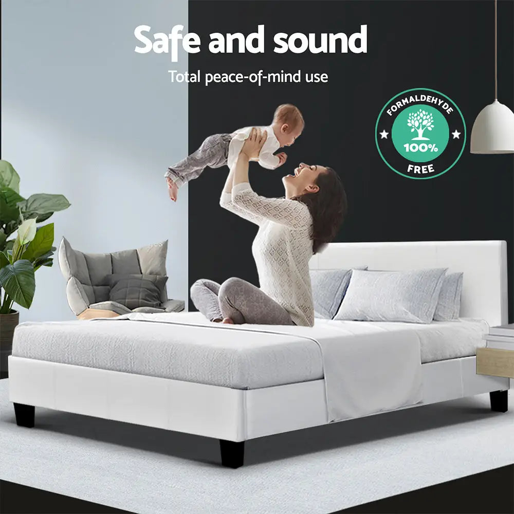 Artiss Bed Frame Double Size White NEO - Furniture > Bedroom