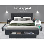 Artiss Bed Frame Double Size with 4 Drawers Grey AVIO - Furniture > Bedroom