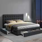 Artiss Bed Frame Double Size with 4 Drawers Grey AVIO - Furniture > Bedroom