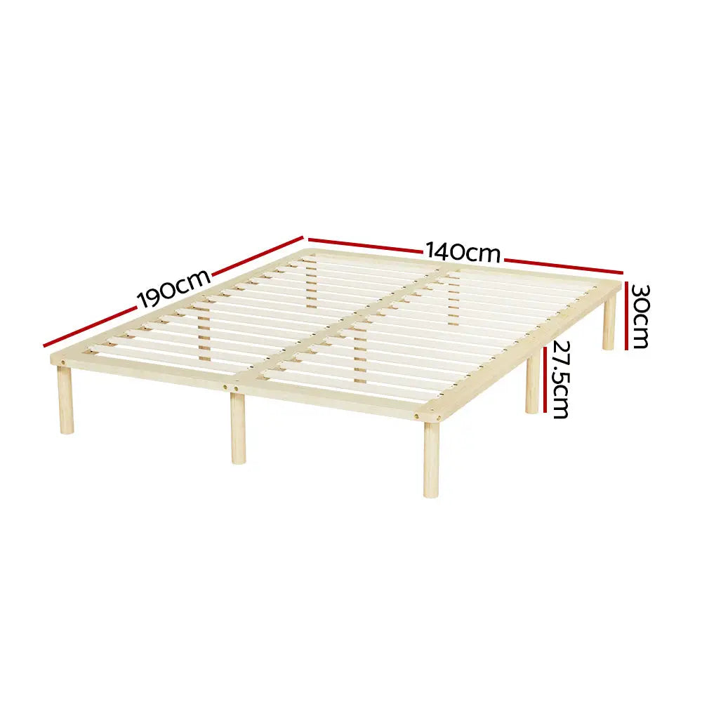 Artiss Bed Frame Double Size Wooden Base Mattress Platform Timber Pine AMBA - Furniture > Bedroom