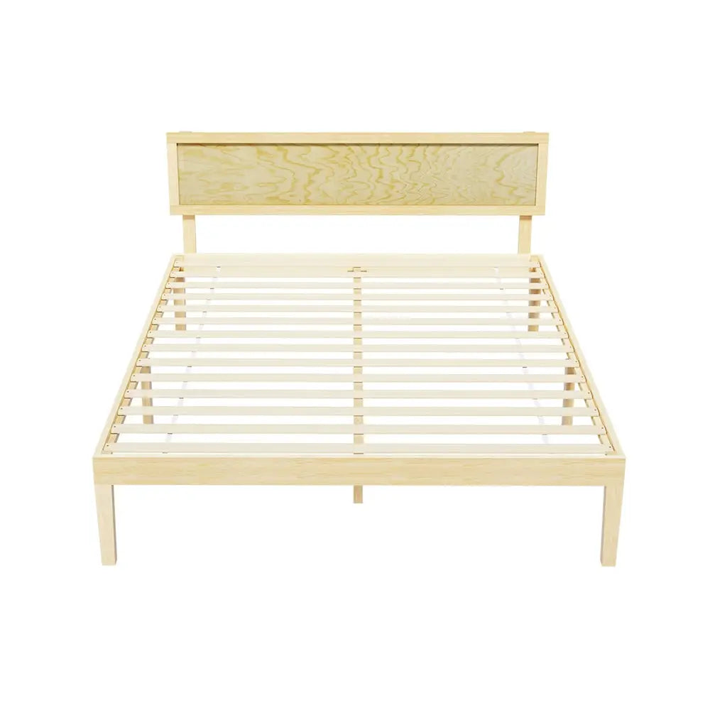 Artiss Bed Frame Double Size Wooden Base Mattress Platform Timber Pine YUMI - Furniture > Bedroom