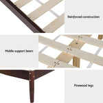Artiss Bed Frame Double Size Wooden Base Mattress Platform Timber Walnut VISE - Furniture > Bedroom