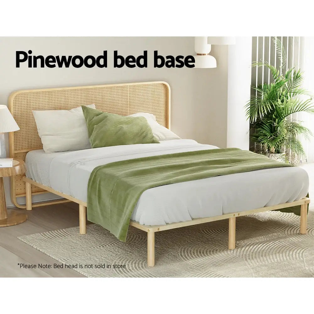 Artiss Bed Frame Double Size Wooden Base Mattress Platform Timber Pine AMBA - Furniture > Bedroom