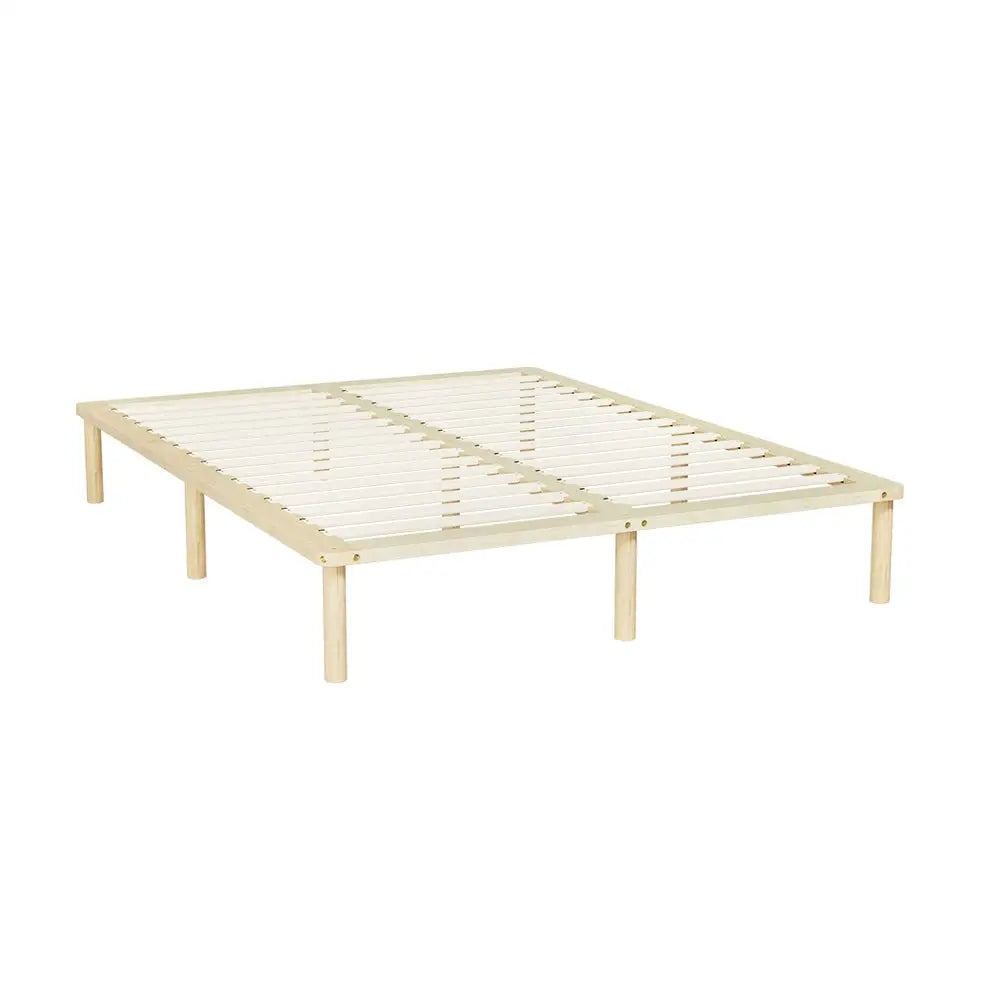 Artiss Bed Frame Double Size Wooden Base Mattress Platform Timber Pine AMBA - Furniture > Bedroom