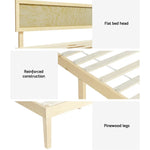 Artiss Bed Frame Double Size Wooden Base Mattress Platform Timber Pine YUMI - Furniture > Bedroom