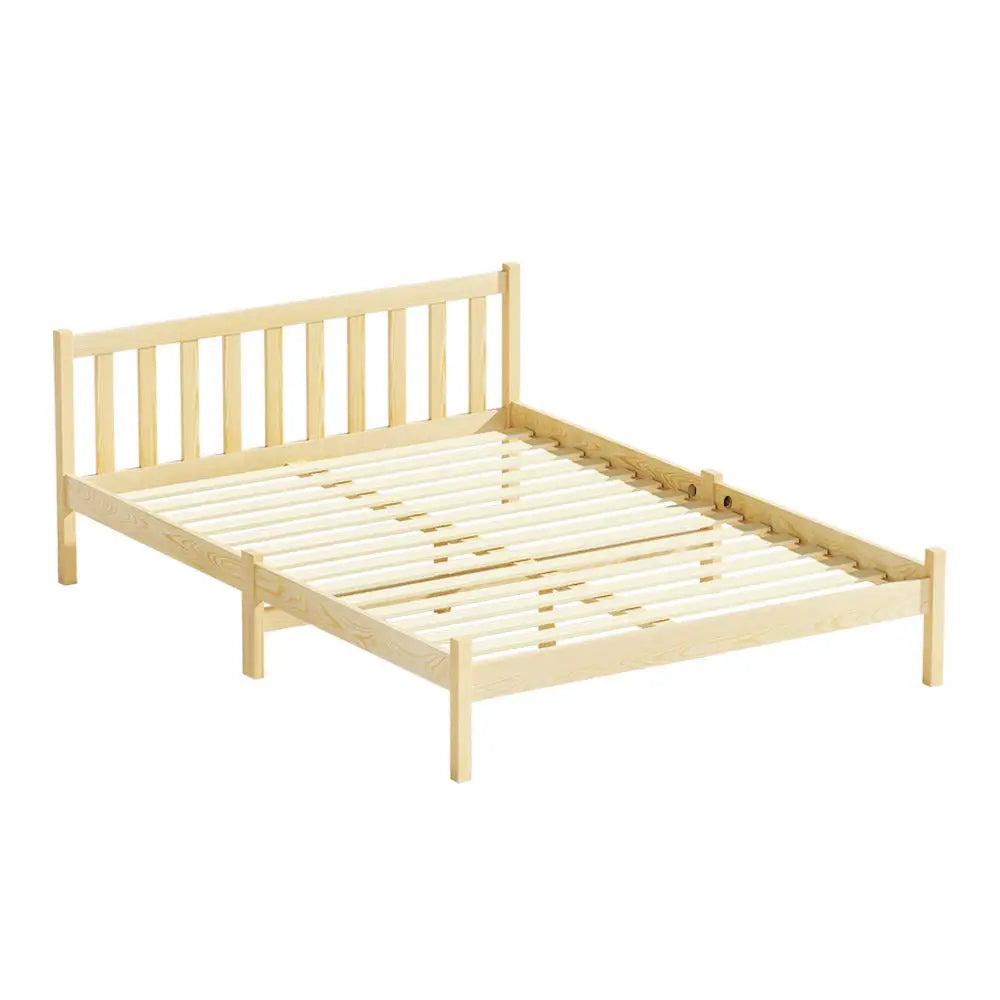 Artiss Bed Frame Double Size Wooden Oak SOFIE - Furniture > Bedroom