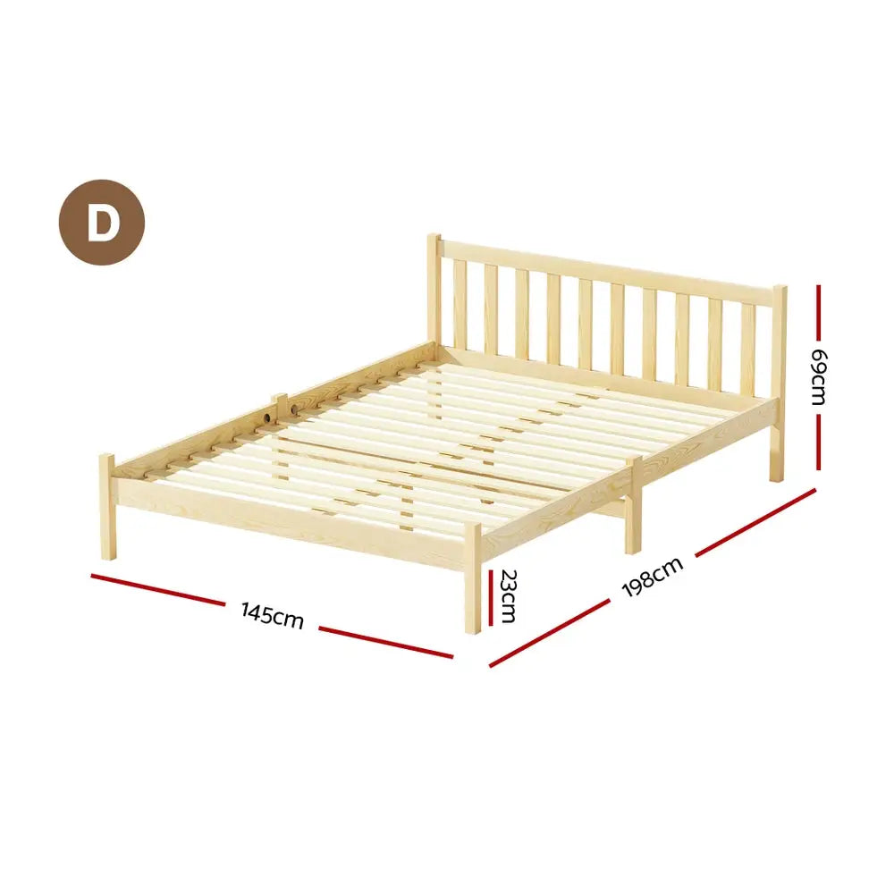 Artiss Bed Frame Double Size Wooden Oak SOFIE - Furniture > Bedroom