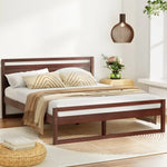 Artiss Bed Frame Double Size Wooden Walnut WITTON - Furniture > Bedroom