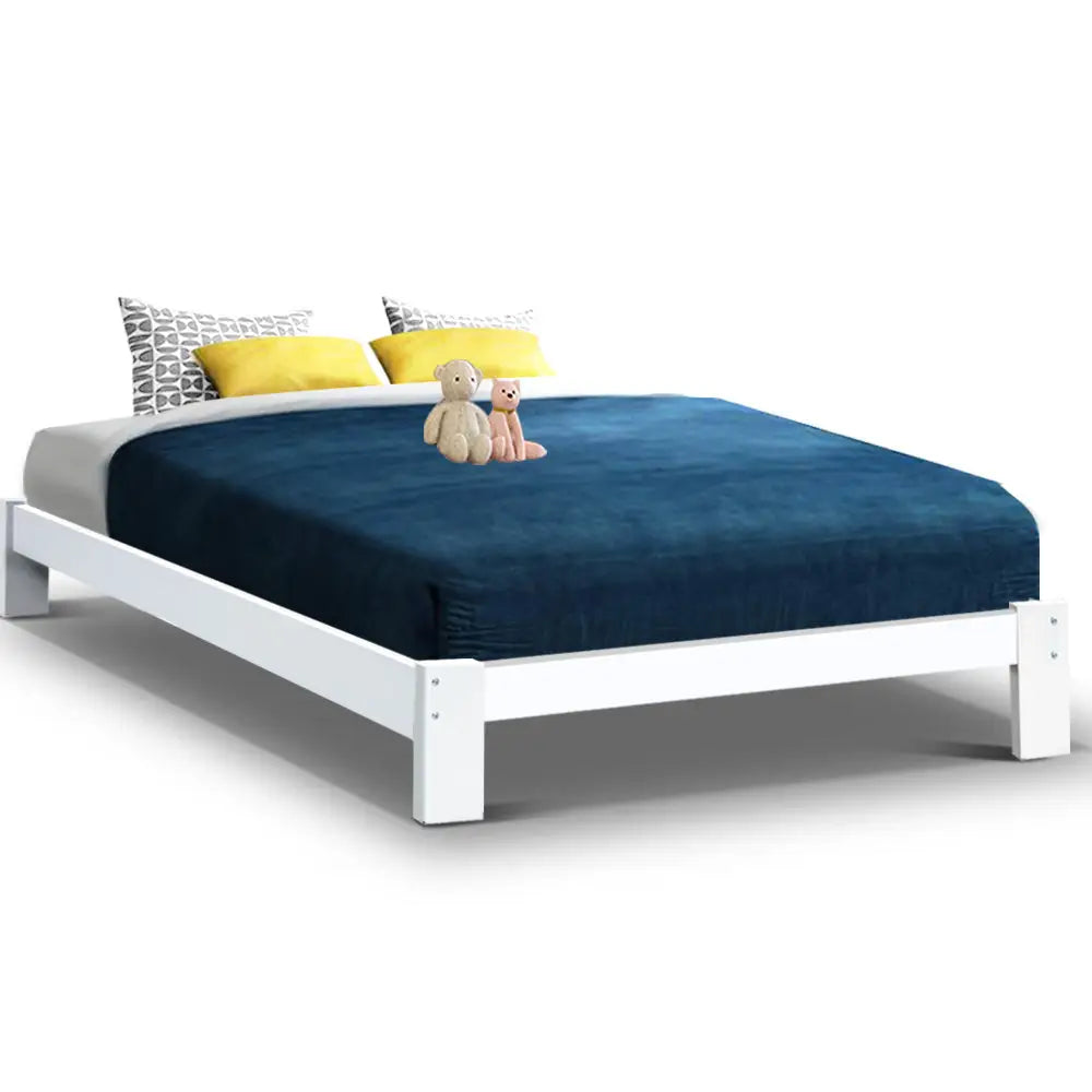 Artiss Bed Frame Double Size Wooden White JADE - Furniture > Bedroom