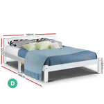 Artiss Bed Frame Double Size Wooden White LEXI - Furniture > Bedroom