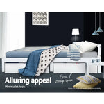Artiss Bed Frame Double Size Wooden White LEXI - Furniture > Bedroom
