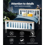 Artiss Bed Frame Double Size Wooden White PONY - Furniture > Bedroom