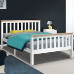 Artiss Bed Frame Double Size Wooden White PONY - Furniture > Bedroom