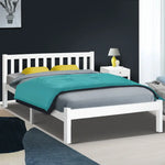 Artiss Bed Frame Double Size Wooden White SOFIE - Furniture > Bedroom