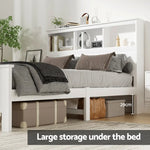 Artiss Bed Frame Double Size Wooden with 3 Shelves Bed Head White - Furniture > Bedroom > Beds & Bed Frames