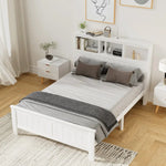 Artiss Bed Frame Double Size Wooden with 3 Shelves Bed Head White - Furniture > Bedroom > Beds & Bed Frames