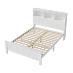 Artiss Bed Frame Double Size Wooden with 3 Shelves Bed Head White - Furniture > Bedroom > Beds & Bed Frames