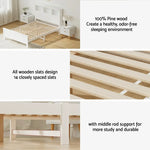 Artiss Bed Frame Double Size Wooden with 3 Shelves Bed Head White - Furniture > Bedroom > Beds & Bed Frames
