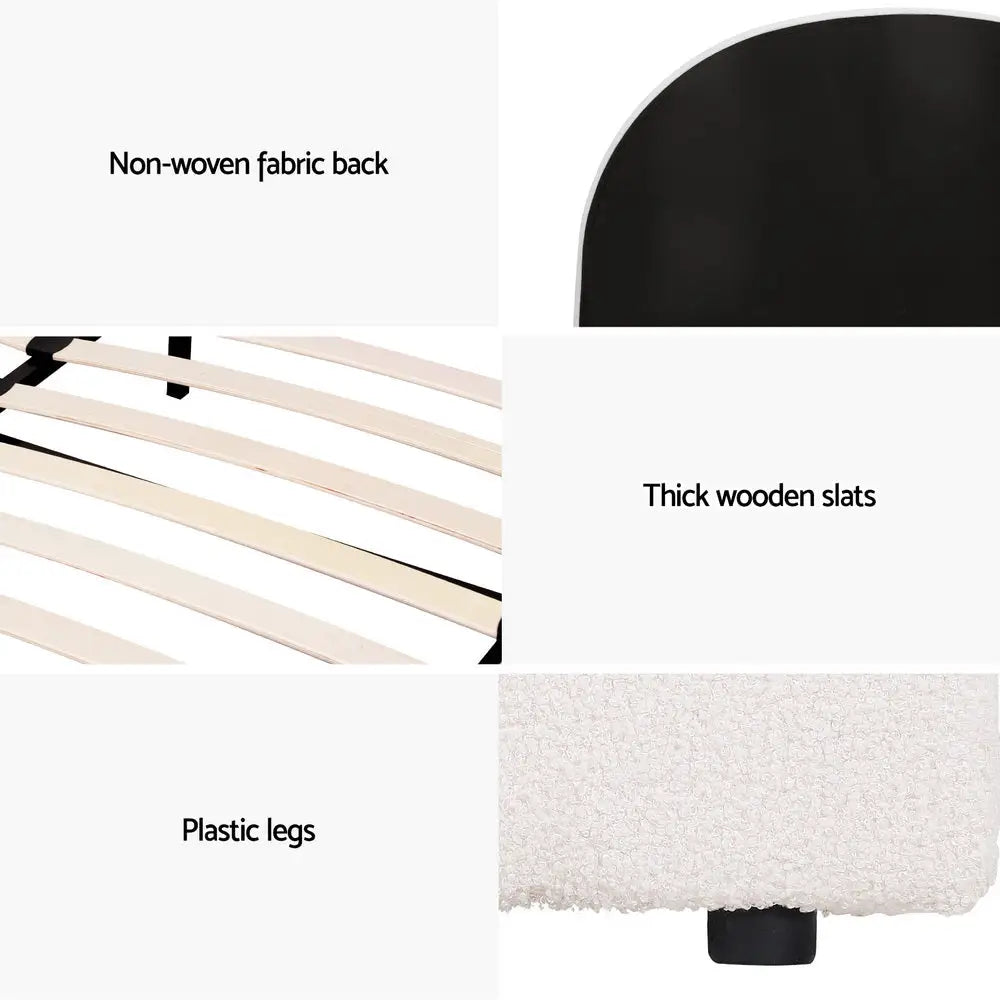 Artiss Bed Frame Gas Lift Strorage Beds Base Platform Boucle Fabric Queen ELLA - Furniture > Bedroom > Beds & Bed Frames