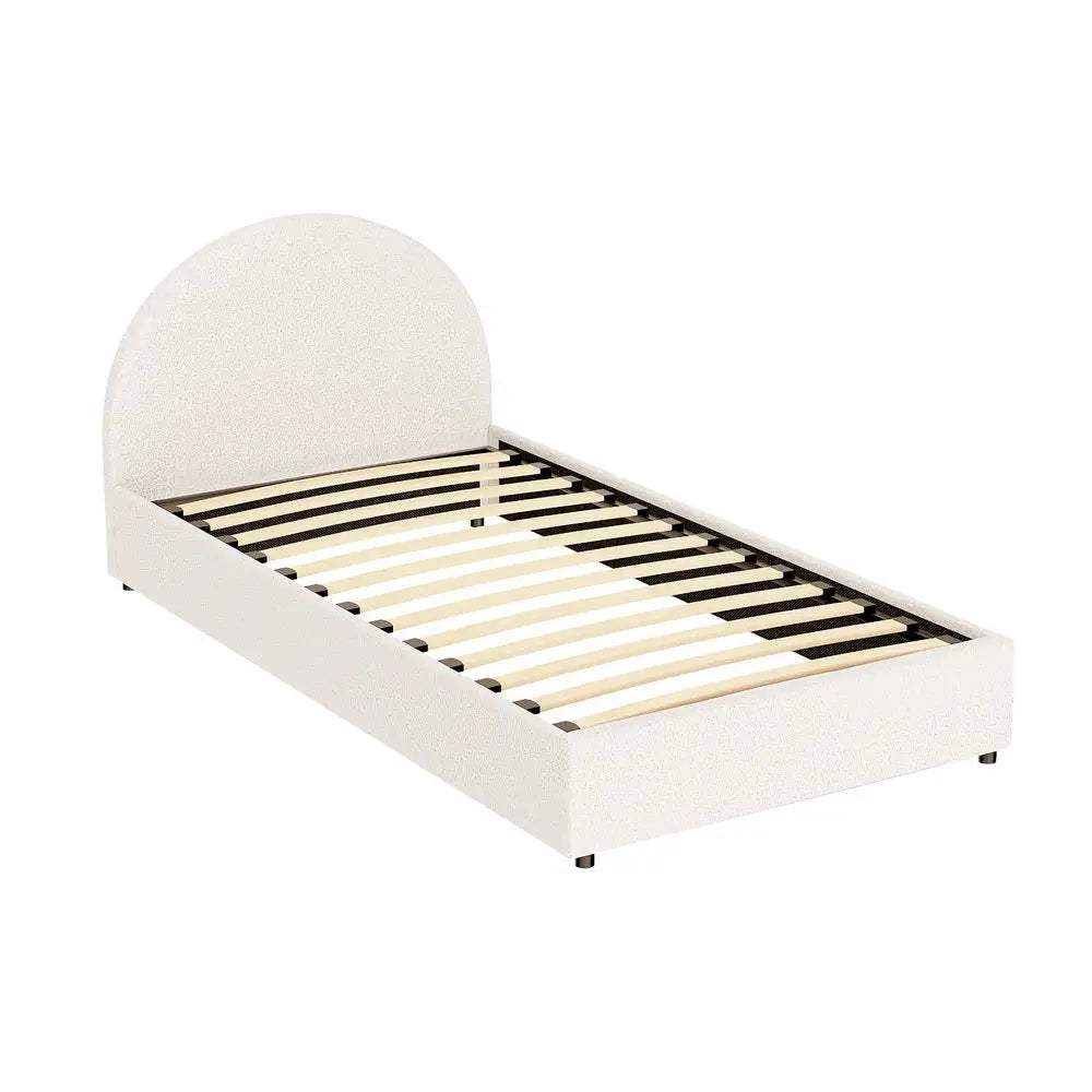 Artiss Bed Frame Gas Lift Strorage Beds Base Platform Boucle Fabric King Single ELLA - Furniture > Bedroom > Beds & Bed