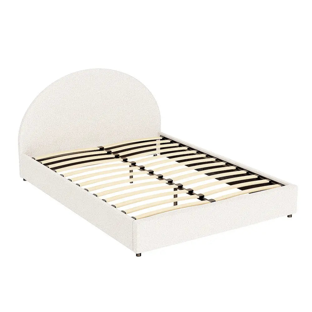 Artiss Bed Frame Gas Lift Strorage Beds Base Platform Boucle Fabric Double ELLA - Furniture > Bedroom > Beds & Bed