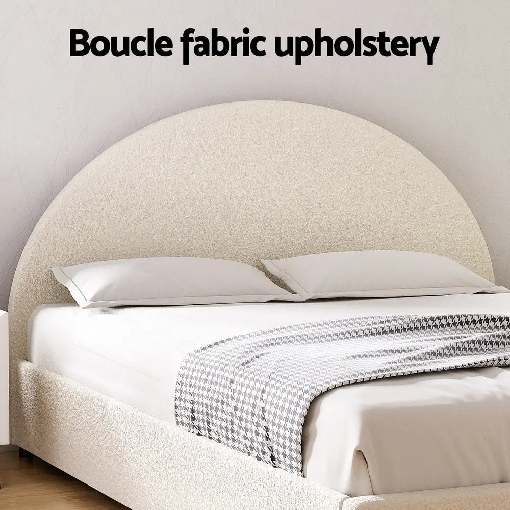 Artiss Bed Frame Gas Lift Strorage Beds Base Platform Boucle Fabric Double ELLA - Furniture > Bedroom > Beds & Bed