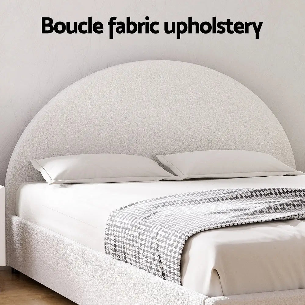 Artiss Bed Frame Gas Lift Strorage Beds Base Platform Boucle Fabric Queen ELLA - Furniture > Bedroom > Beds & Bed Frames