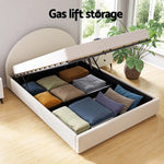 Artiss Bed Frame Gas Lift Strorage Beds Base Platform Boucle Fabric Double ELLA - Furniture > Bedroom > Beds & Bed