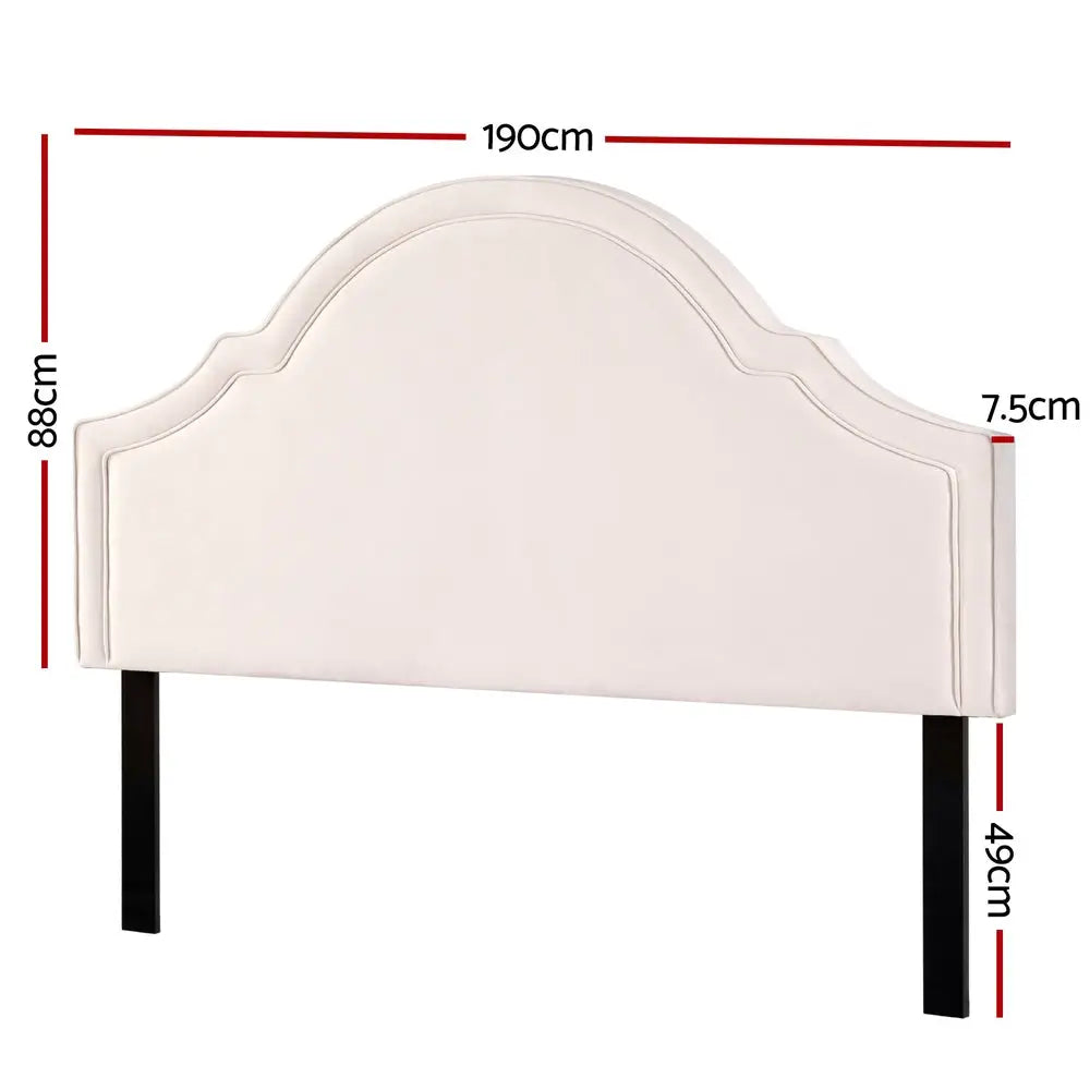 Artiss Bed Frame Bed Head Headboard King Velvet IRIS Beige - Furniture > Bedroom > Headboards