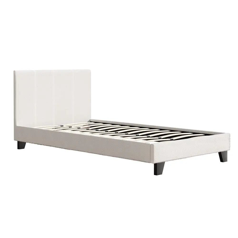 Artiss Bed Frame King Single Size Boucle NEO - Furniture > Bedroom