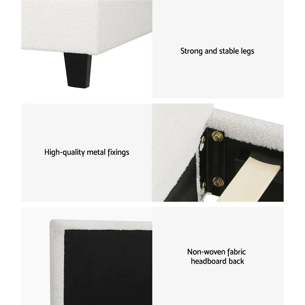 Artiss Bed Frame King Single Size Boucle NEO - Furniture > Bedroom