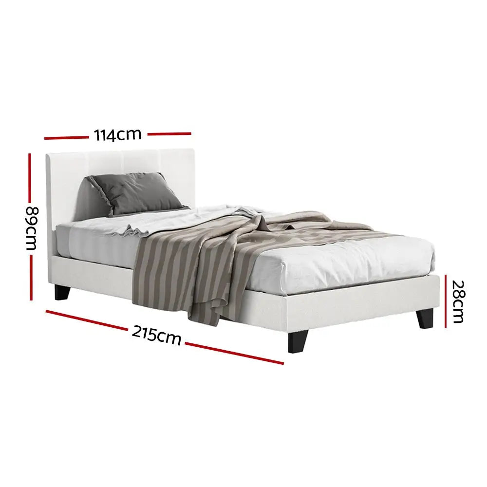 Artiss Bed Frame King Single Size Boucle NEO - Furniture > Bedroom