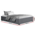 Artiss Bed Frame King Single Size Gas Lift Base Grey TOKI - Furniture > Bedroom