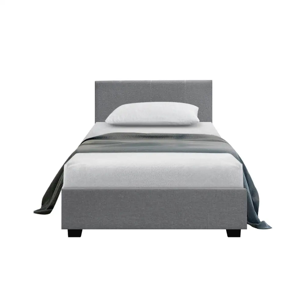 Artiss Bed Frame King Single Size Gas Lift Grey NINO - Furniture > Bedroom