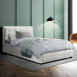 Artiss Bed Frame King Single Size Gas Lift White TIYO - Furniture > Bedroom > Beds & Bed Frames