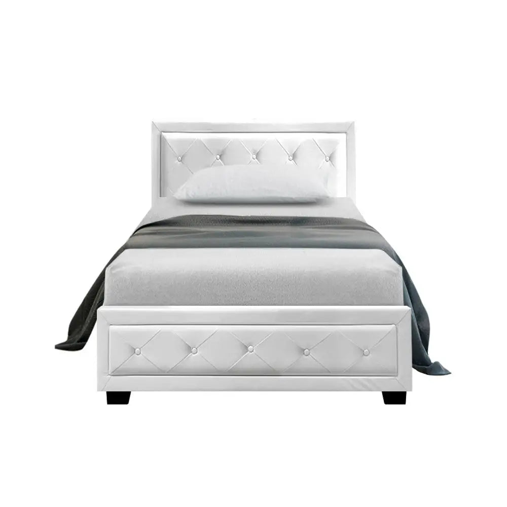 Artiss Bed Frame King Single Size Gas Lift White TIYO - Furniture > Bedroom > Beds & Bed Frames