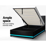 Artiss Bed Frame King Single Size LED Gas Lift Black LUMI - Furniture > Bedroom