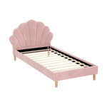 Artiss Bed Frame King Single Size Scallop-Shape Bedhead Beds Base Pink Velvet Fabric - Furniture > Bedroom > Beds & Bed
