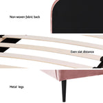 Artiss Bed Frame King Single Size Velvet Pink OLAN - Furniture > Bedroom