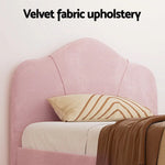 Artiss Bed Frame King Single Size Velvet Pink OLAN - Furniture > Bedroom