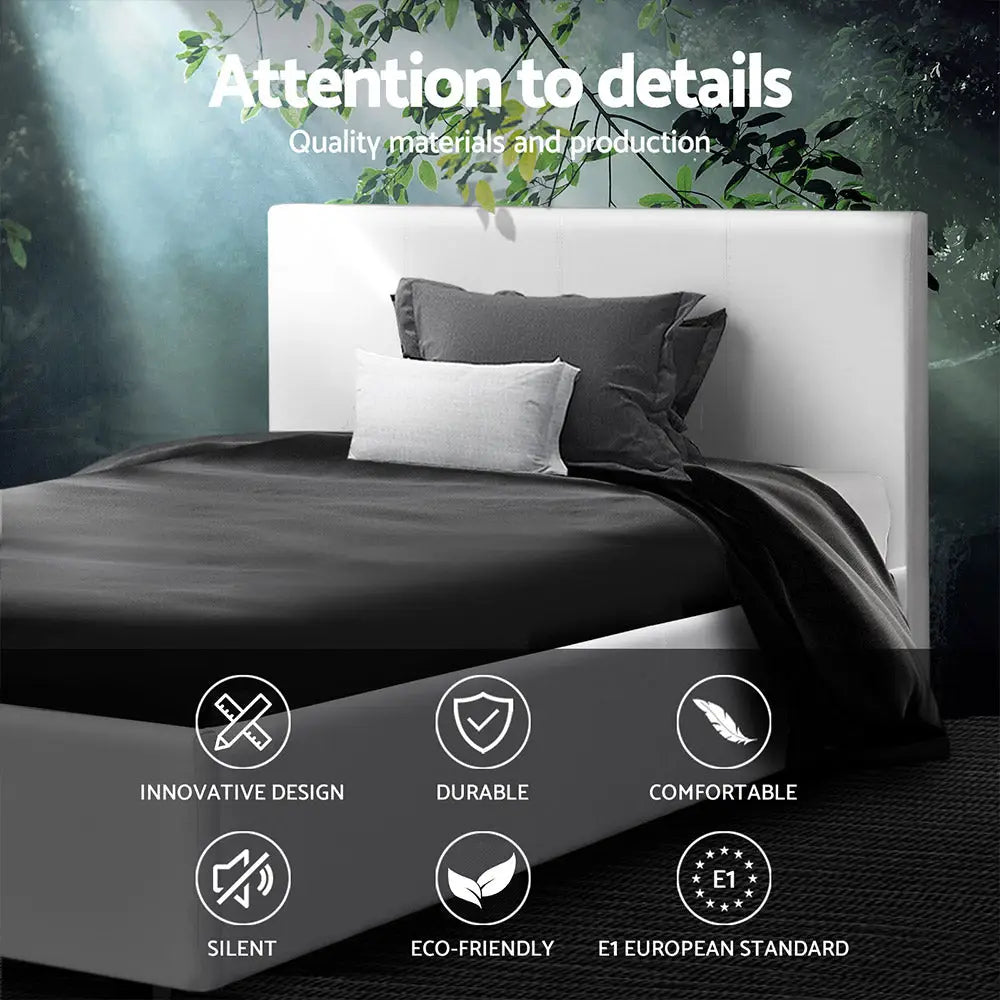 Artiss Bed Frame King Single Size White NEO - Furniture > Bedroom > Beds & Bed Frames