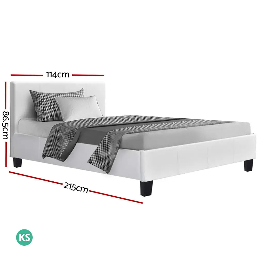 Artiss Bed Frame King Single Size White NEO - Furniture > Bedroom > Beds & Bed Frames