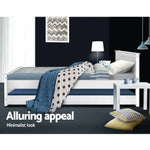 Artiss Bed Frame King Single Size Wooden Trundle Daybed White ELVIS - Furniture > Bedroom