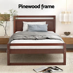 Artiss Bed Frame King Single Size Wooden Walnut WITTON - Furniture > Bedroom