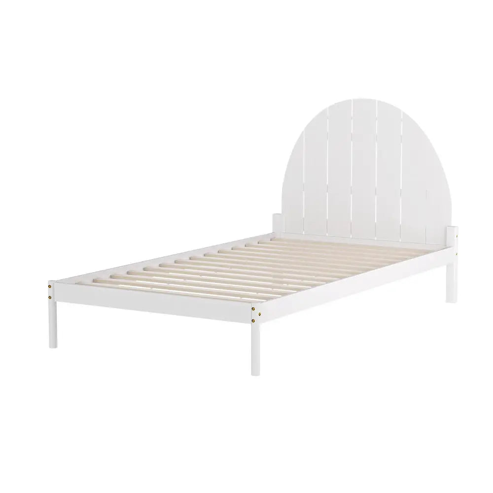 Artiss Bed Frame King Single Size Wooden White DALY - Furniture > Bedroom > Headboards